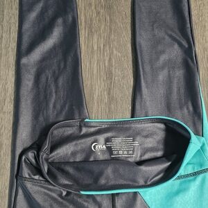 ZYIA Active Black and Teal Athletic Leggings